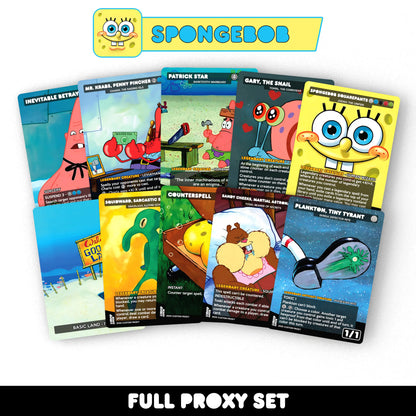 Spongebob Complete Proxy Set - 18 Cards in Total - Spongebob, Patrick, Sandy, Gary and More! Perfect for Commander/Edh Decks!