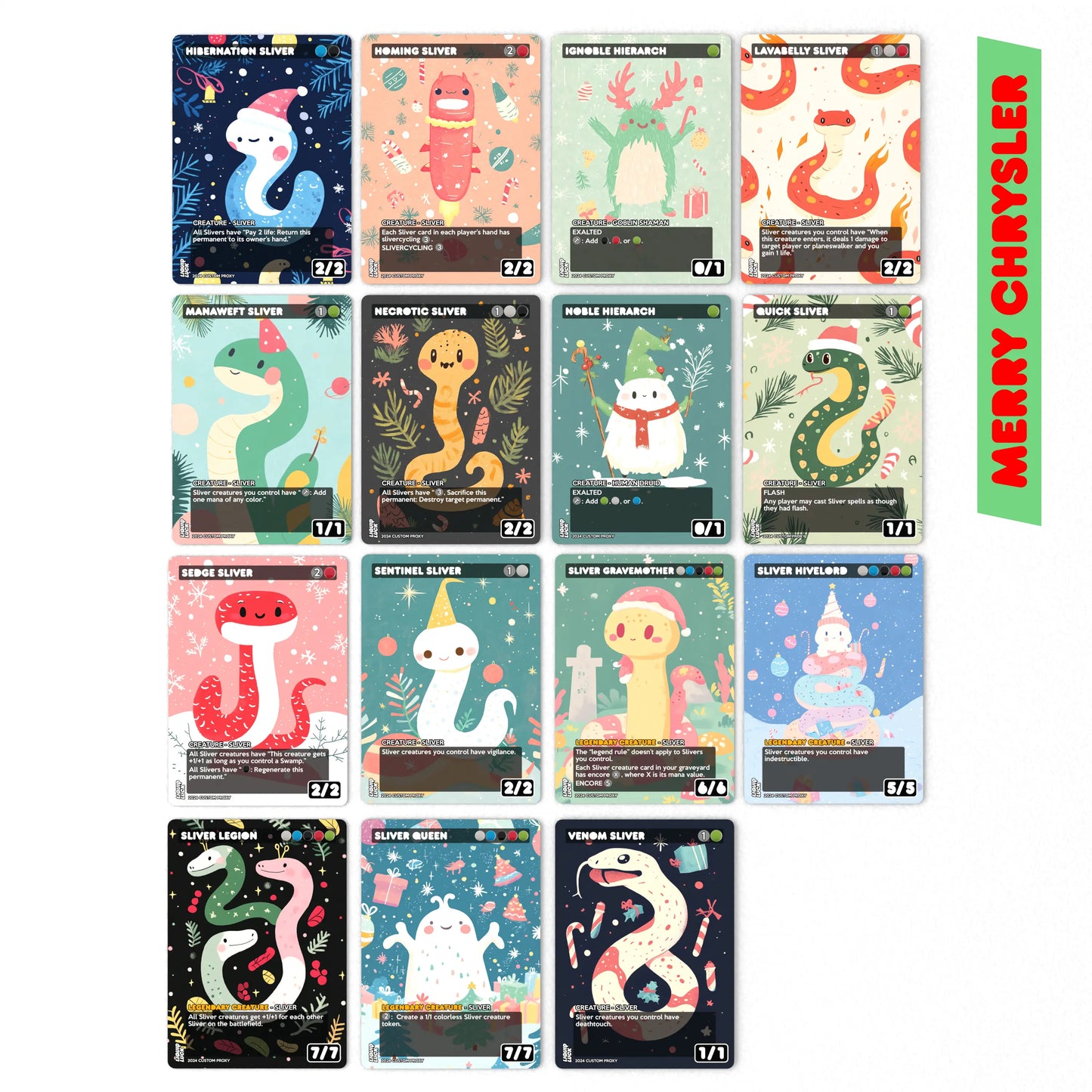 Slivers Kindred Complete Proxy Deck | Adorable Christmas Holiday Themed MTG Proxy Deck - Complete Commander Proxy Deck (Cedh) with 100 Cards +Tokens