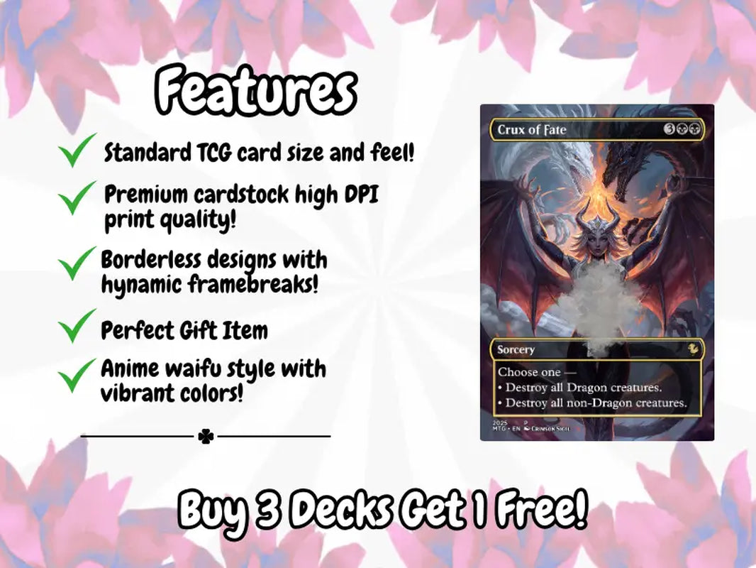 Legendary Dragon Anime Waifu – Complete Commander Deck – Full 100 Cards + Tokens | Proxy EDH