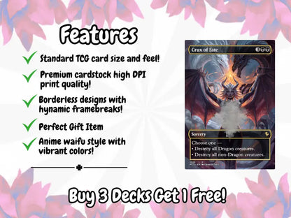 Legendary Dragon Anime Waifu – Complete Commander Deck – Full 100 Cards + Tokens | Proxy EDH